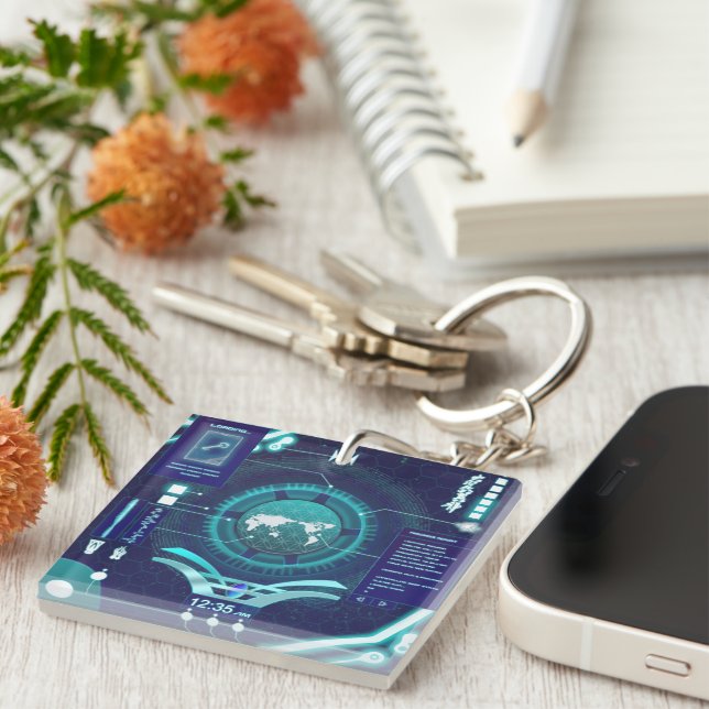 Quantum Computer Acrylic Keychain (Front Right)