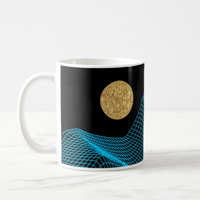 Quantum Disco Dimension Purple Blue Black Gold Coffee Mug (Left)