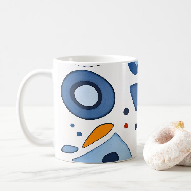 Quantum Dot Dreams Abstract Coffee Mug (With Donut)