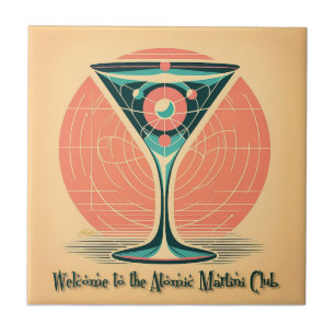 Quantum Entanglement Atomic Martini Club Cocktail Ceramic Tile