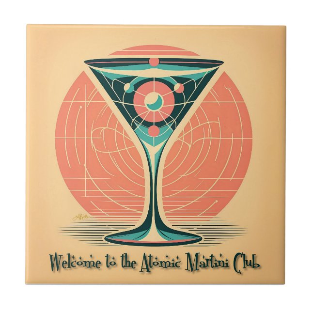 Quantum Entanglement Atomic Martini Club Cocktail Ceramic Tile (Front)