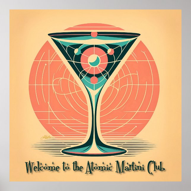 Quantum Entanglement Atomic Martini Club Cocktail Poster (Front)