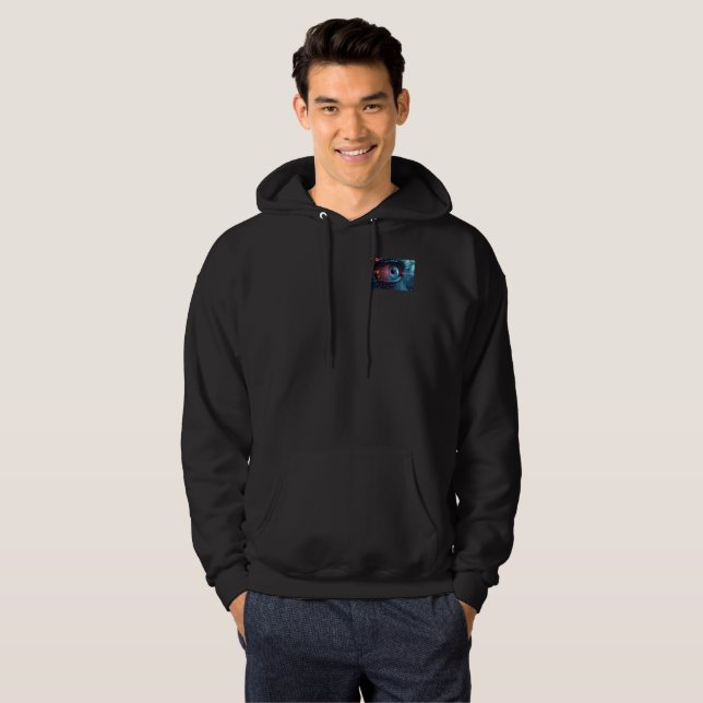Quantum Eye men black hooded sweatshirt pocket (Front Full)