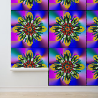 Quantum Floral colourful Retro Geometric Mandala  Wallpaper