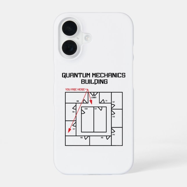 Quantum Mechanics Building iPhone 16 Case (Back)