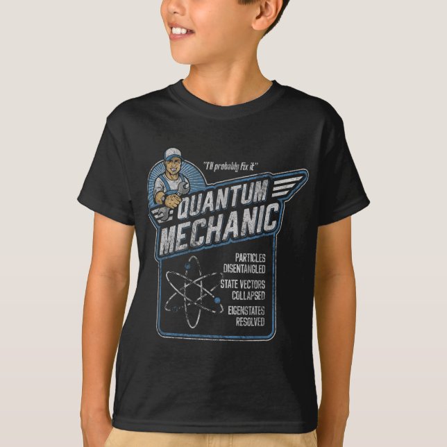 Quantum Mechanics, Funny Subatomic Physics Pun, Sc T-Shirt (Front)