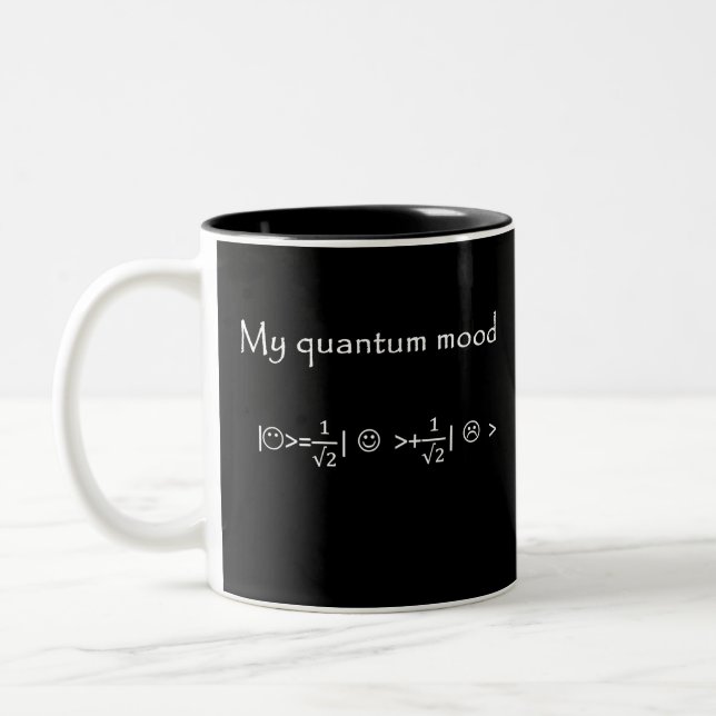 quantum mood normalised, funny quantum physics Two-Tone coffee mug (Left)
