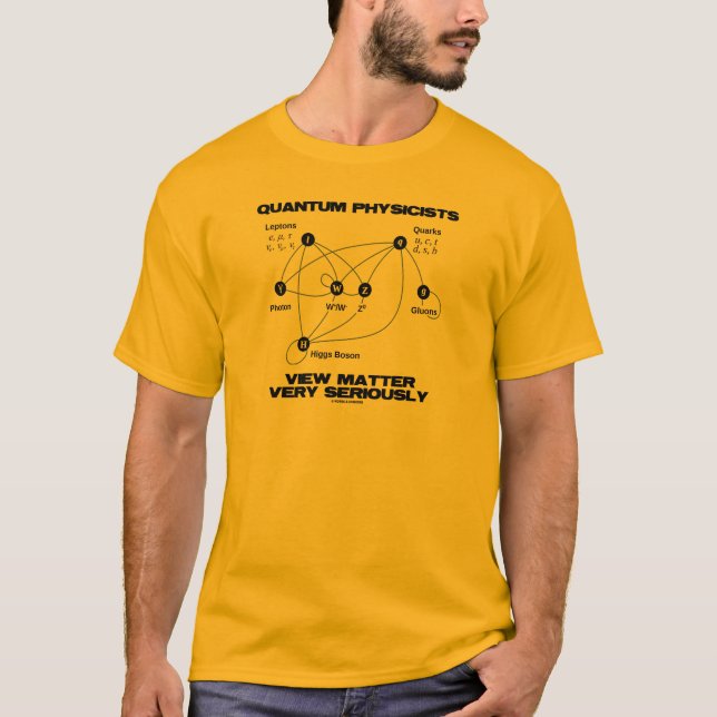 Quantum Physicists View Matter Very Seriously T-Shirt (Front)