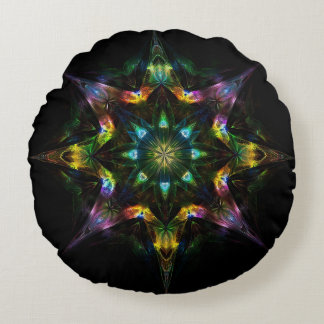 Quantum Starfire - Sacred Geometry Cosmic Mandala Round Cushion