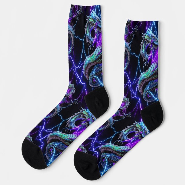 Quantum Verse - Electric Dragon Socks (Left)