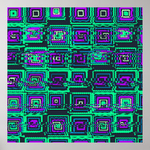 Quantumphysics Geometric Glitch Pattern  Poster