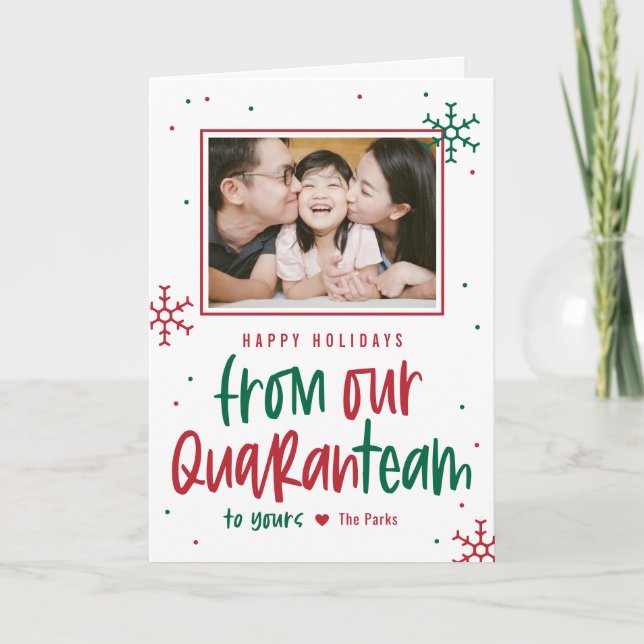 Quaranteam Editable Color Folded Holiday Card (Front)