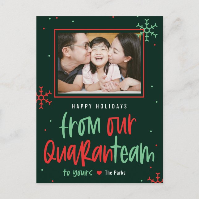 Quaranteam EDITABLE COLOR Holiday Card Postcard (Front)