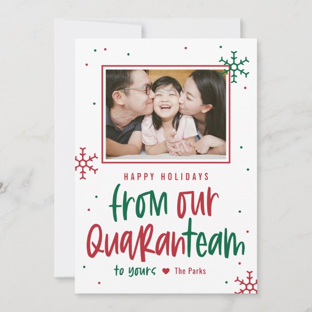 Quaranteam EDITABLE COLOR Holiday Photo Card (Front)