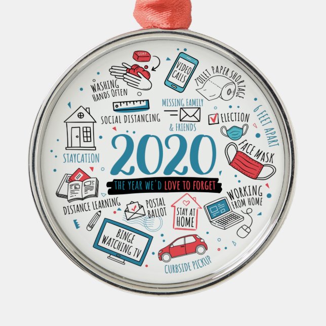 Quarantine 2020 Christmas Commemorative Metal Ornament (Front)