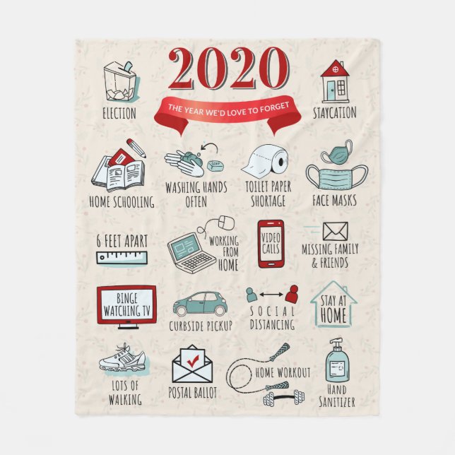 Quarantine 2020 Commemorative Lockdown Christmas Fleece Blanket (Front)