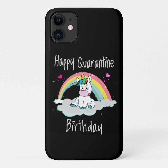 Quarantine Birthday Unicorn rainbow Case-Mate iPhone Case (Back)