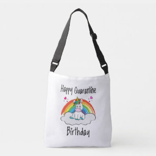 Quarantine Birthday Unicorn rainbow Crossbody Bag