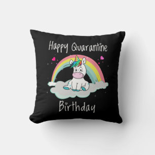 Quarantine Birthday Unicorn rainbow Cushion
