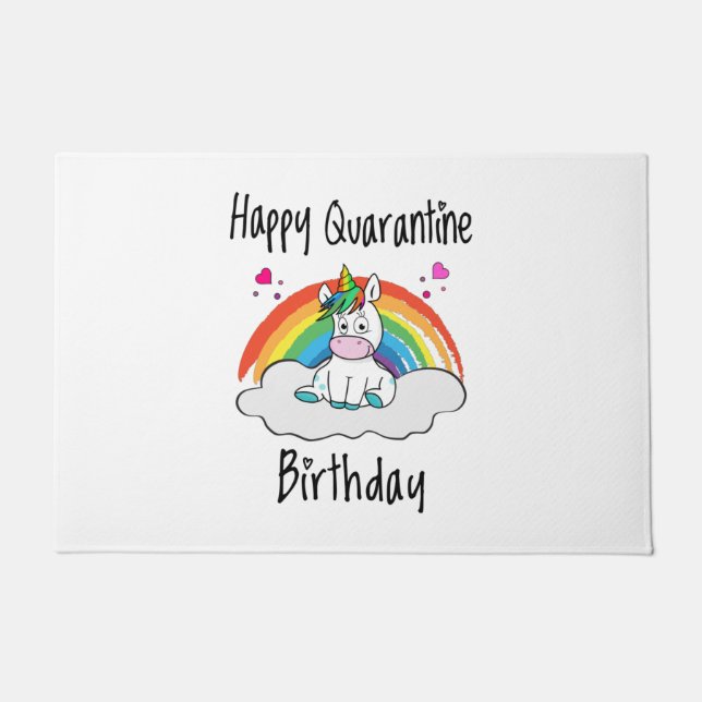 Quarantine Birthday Unicorn rainbow Doormat (Front)