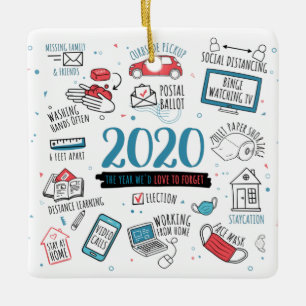 Quarantine Christmas 2020 Commemorative Ceramic Ornament