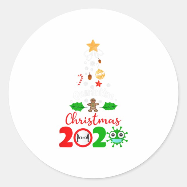 Quarantine Christmas 2020, Funny Design Classic Round Sticker (Front)