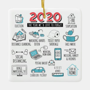Quarantine Christmas COVID Year 2020 Commemorative Ceramic Ornament