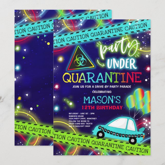 Quarantine Drive-By Birthday Party Parade Invitation (Front/Back)
