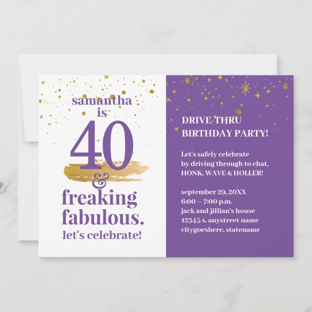 Quarantine Drive Thru 40 and Fabulous Birthday Invitation (Front)