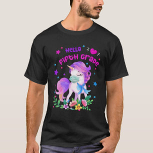 Quarantine Unicorn Hello Fifth Grade Funny Quarant T-Shirt