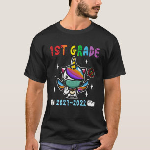 Quarantine Unicorn Hello First Grade 2020 Back to  T-Shirt