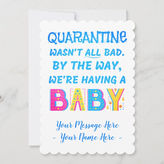 Quarantine wasn't ALL bad. We're having a BABY! Announcement (Front)