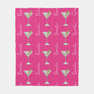 Quarantini Cocktail Pattern Pink Changeable Colors Fleece Blanket