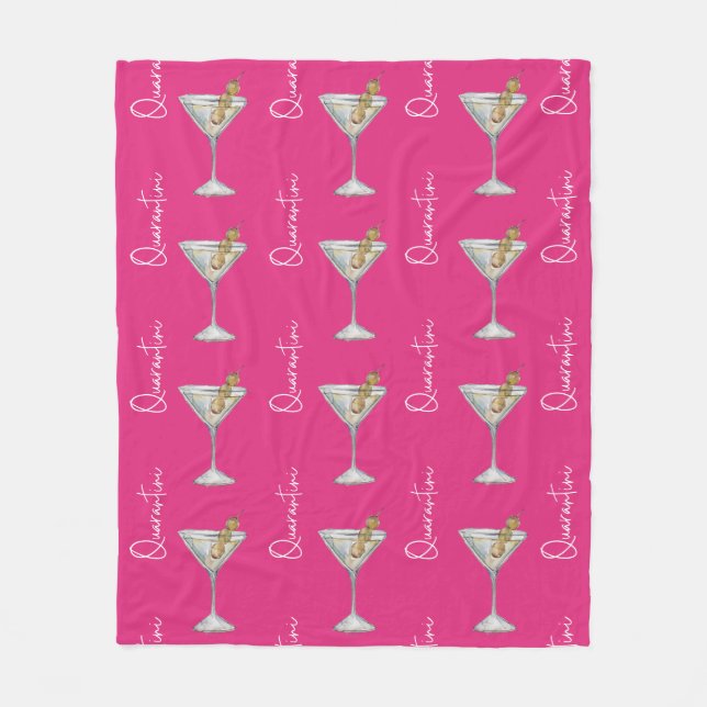 Quarantini Cocktail Pattern Pink Changeable Colour Fleece Blanket (Front)