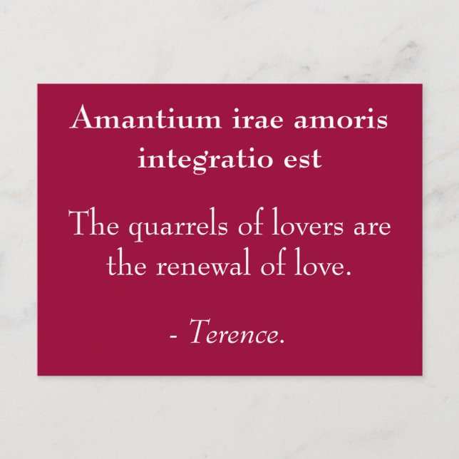 Quarrels of lovers - Terence quote Postcard (Front)