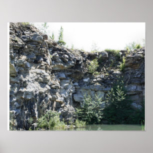 Quarry Granite Rock Cliff Wall Pond Nature Poster