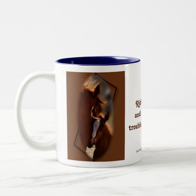 Quarter Horse & colt Mug--customise Two-Tone Coffee Mug (Left)