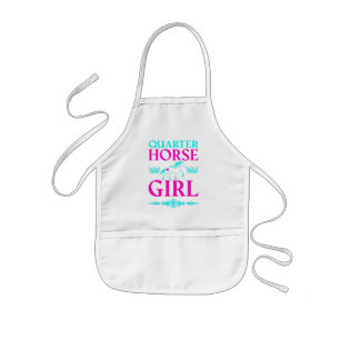 Quarter Horse Girl in Aqua and Pink   Kids Apron
