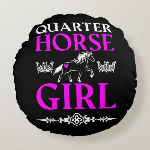 Quarter Horse Girl   Round Cushion