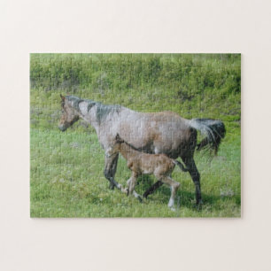 Quarter Horse Mare with Foal at Side Jigsaw Puzzle