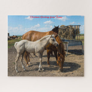 Quarter Horses Texas. Christmas Greetings Jigsaw Puzzle