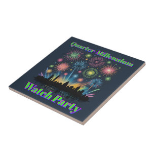 Quarter-Millennium Fireworks Watch Party Ceramic Tile