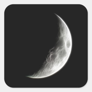 Quarter Moon Lunar Planet Globe Square Sticker