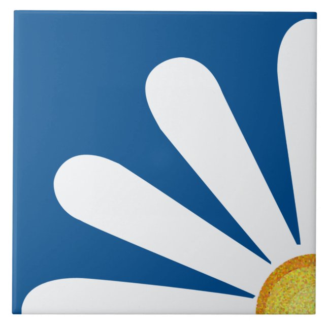 Quarter of a daisy flower ceramic tile (Front)