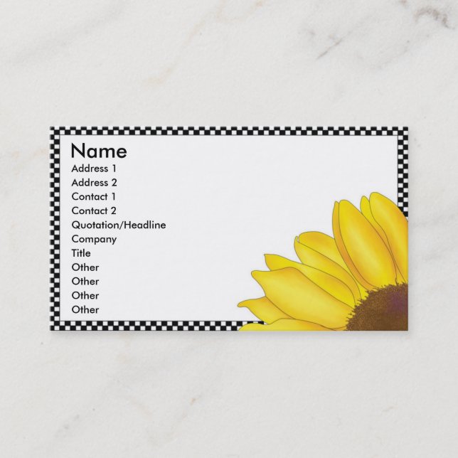 Quarter Sunflower Business Card - Horizontal (Front)