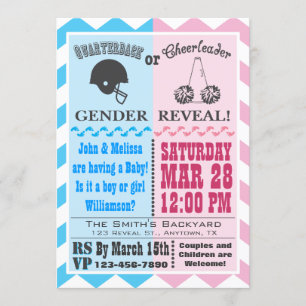 Quarterback Cheerleader Gender Reveal Invitation