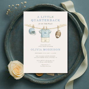 Quarterback Football Clothesline Baby Shower Invitation