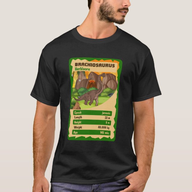 Quartet Card Brachiosaurus Dinosaur Fact T-Shirt (Front)