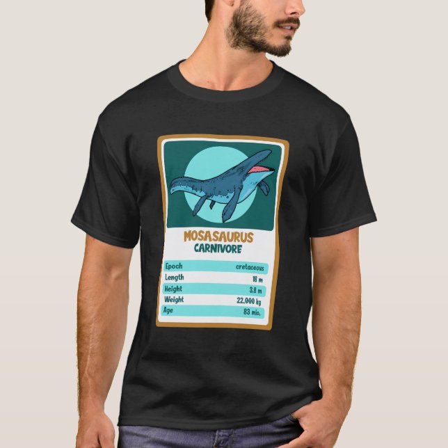 Quartet Card Mosasaurus Dinosaur Fact T-Shirt (Front)