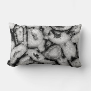 Quartz Agate Geode Black White gemstones  Lumbar Cushion